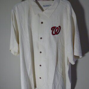 NWT TOMMY BAHAMA CAMP BUTTON DOWN 100% SILK SHIRT WASHINGTON NATIONALS - 2XL